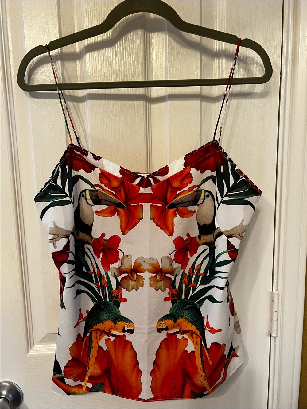 Ted Baker London Tropical Toucan & Parrot Print Cami Tank Top, Size L